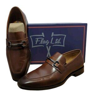 Flag LTD. Men's Noble Bit Leather Brown Loafer Dress Shoes‎ SZ 8.5